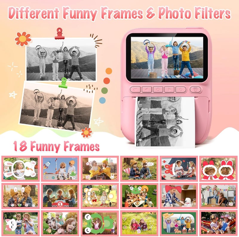 Gofunly Instant Print Camera for Kids, 3.0" HD 32MP Kids Camera 1080P with 3 Rolls of Printer Paper, Birthday Gifts Toy for 3-12 Year Old Girls Boys with 32GB SD Card-Pink - Image 5